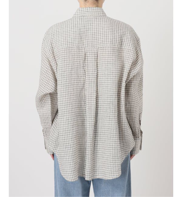 IENA「《セットアップ対応》フレンチリネンチェックレギュラーカラーシャツ」|シャツ・ブラウス|