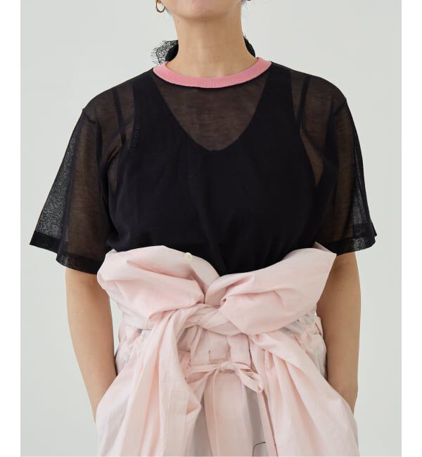 IENA LA BOUCLE「IENA LA BOUCLE シアーTシャツニット」|ニット・セーター|ブラック A