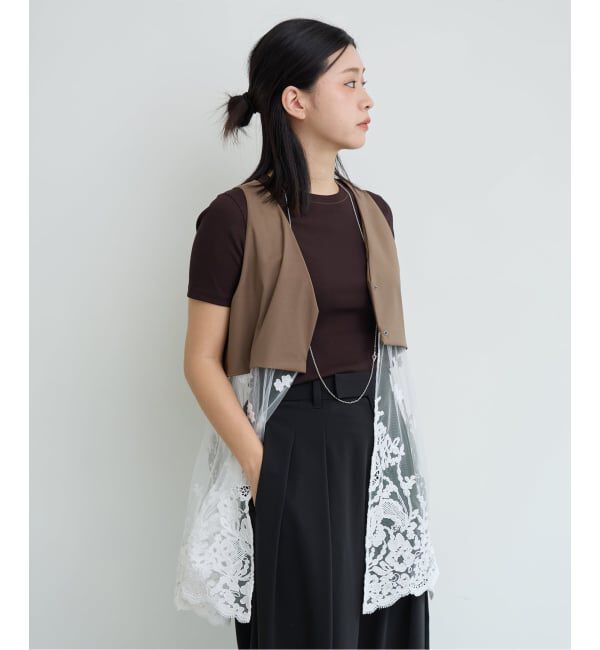 IENA LA BOUCLE「《予約》IENA LA BOUCLE チュールレースノースリーブベスト」|ベスト・ジレ|