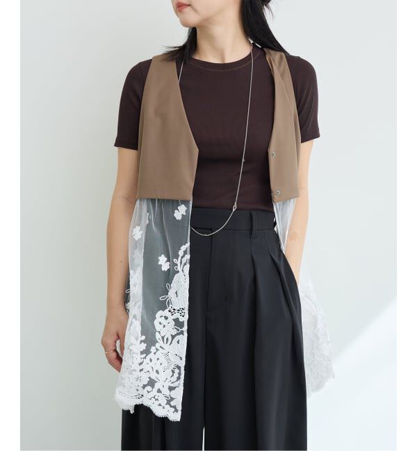 IENA LA BOUCLE「《予約》IENA LA BOUCLE チュールレースノースリーブベスト」|ベスト・ジレ|