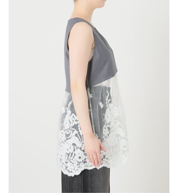 IENA LA BOUCLE「《予約》IENA LA BOUCLE チュールレースノースリーブベスト」|ベスト・ジレ|