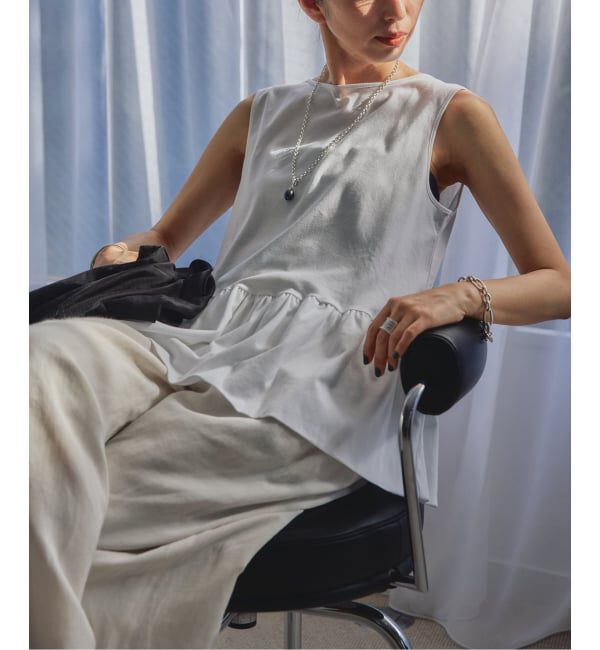 VERMEIL par iena「《予約》ペプラム ノースリーブプルオーバー」|Tシャツ・カットソー|ホワイト