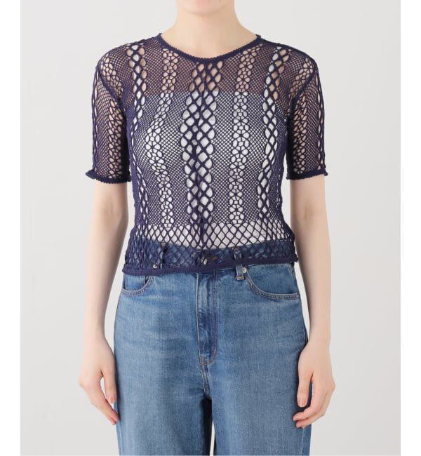 IENA LA BOUCLE「EUCHRONIA ユークロニア ストレッチ レース short sleeve tee 261802」|Tシャツ・カットソー|