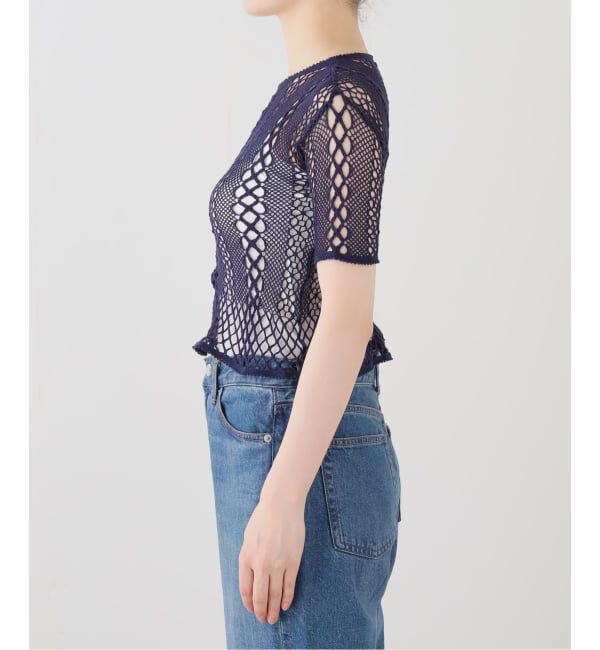 IENA LA BOUCLE「EUCHRONIA ユークロニア ストレッチ レース short sleeve tee 261802」|Tシャツ・カットソー|