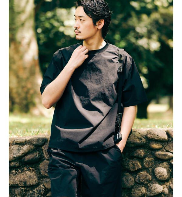 EDIFICE「【EDIFICE ALL-DAY SETUPシリーズ】2点セット プルオーバー Tシャツ&ショーツ」|シャツ・ブラウス|