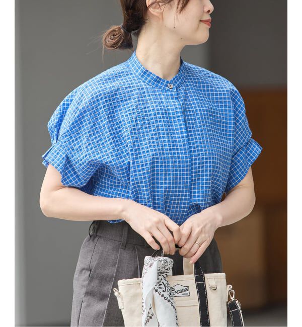 journal standard L'essage「DEVEAUXフラワー&チェック/無地タックスリーブシャツ」|シャツ・ブラウス|