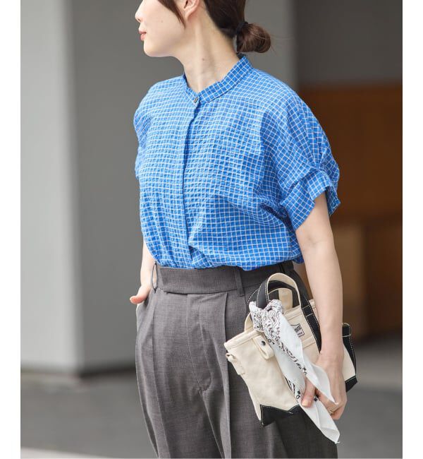 journal standard L'essage「DEVEAUXフラワー&チェック/無地タックスリーブシャツ」|シャツ・ブラウス|