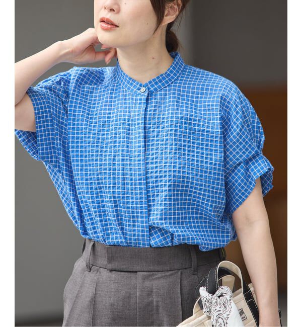 journal standard L'essage「DEVEAUXフラワー&チェック/無地タックスリーブシャツ」|シャツ・ブラウス|