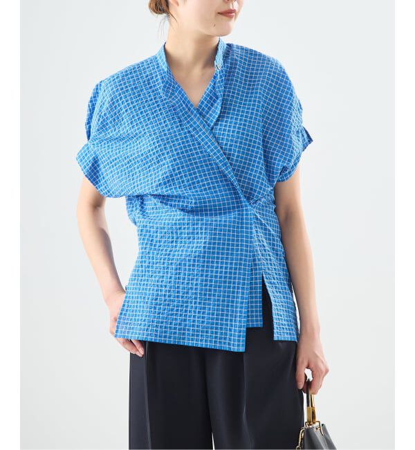 journal standard L'essage「DEVEAUXフラワー&チェック/無地タックスリーブシャツ」|シャツ・ブラウス|