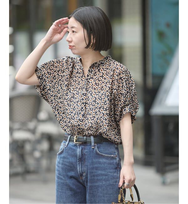 journal standard L'essage「DEVEAUXフラワー&チェック/無地タックスリーブシャツ」|シャツ・ブラウス|