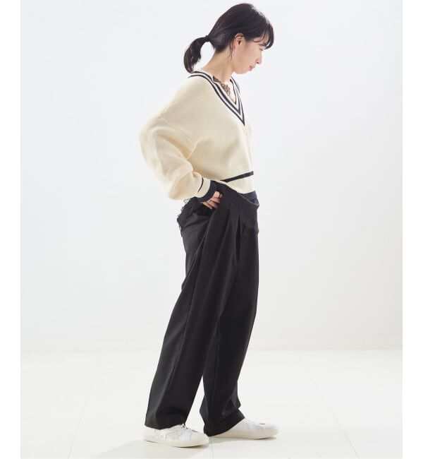 journal standard L'essage「無地/ストライプテーパードパンツ」|スラックス|