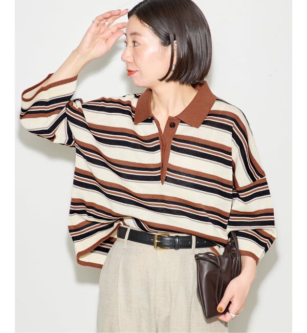 journal standard L'essage「ボーダー襟つきニット」|ニット・セーター|