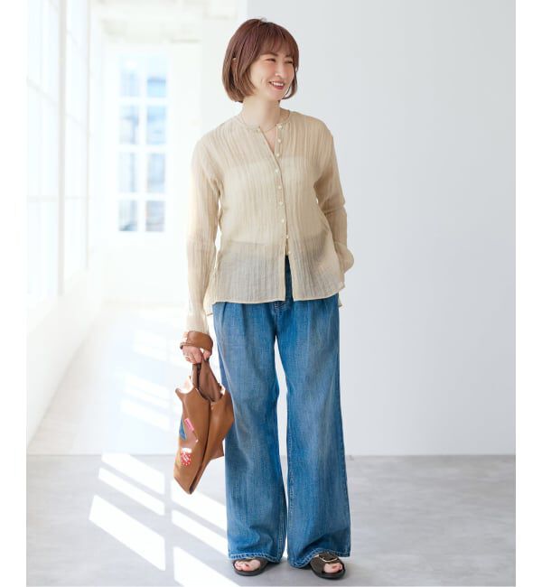 Spick and Span「クレープクルーネックブラウス」|シャツ・ブラウス|