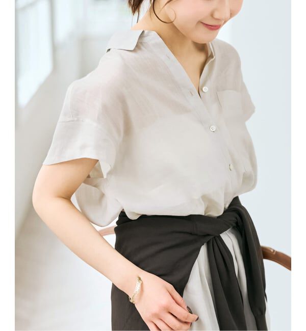 Spick and Span「《セットアップ可 / 予約》ラミーブレンドフレンチスリーブシャツ」|シャツ・ブラウス|