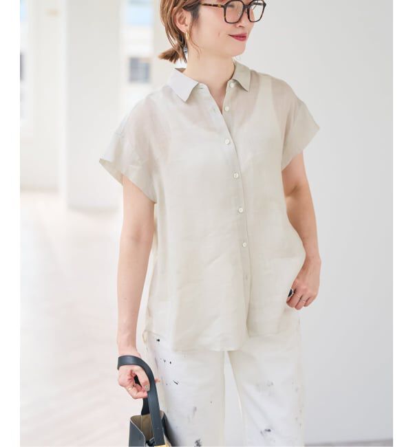 Spick and Span「《セットアップ可 / 予約》ラミーブレンドフレンチスリーブシャツ」|シャツ・ブラウス|