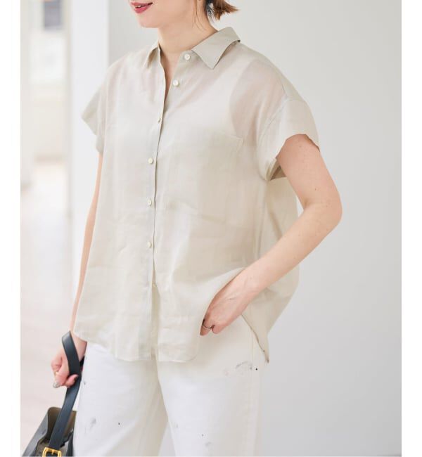 Spick and Span「《セットアップ可 / 予約》ラミーブレンドフレンチスリーブシャツ」|シャツ・ブラウス|