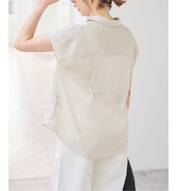 Spick and Span「《セットアップ可 / 予約》ラミーブレンドフレンチスリーブシャツ」|シャツ・ブラウス|