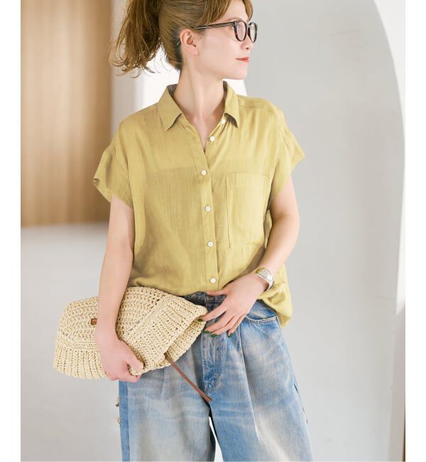 Spick and Span「《セットアップ可 / 予約》ラミーブレンドフレンチスリーブシャツ」|シャツ・ブラウス|