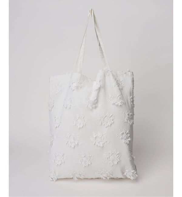 Spick and Span「《新色有り別注 / 追加予約》crinkle crinkle crinkle 3D embroidery TOTE*Re」|トートバッグ|ホワイト