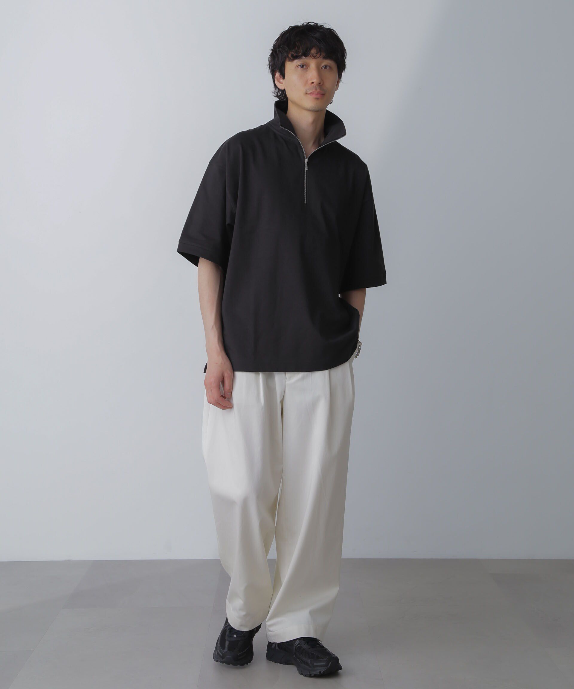 nano･universe「HALF ZIP ワイドシルエット Tシャツ 半袖」|Tシャツ・カットソー|