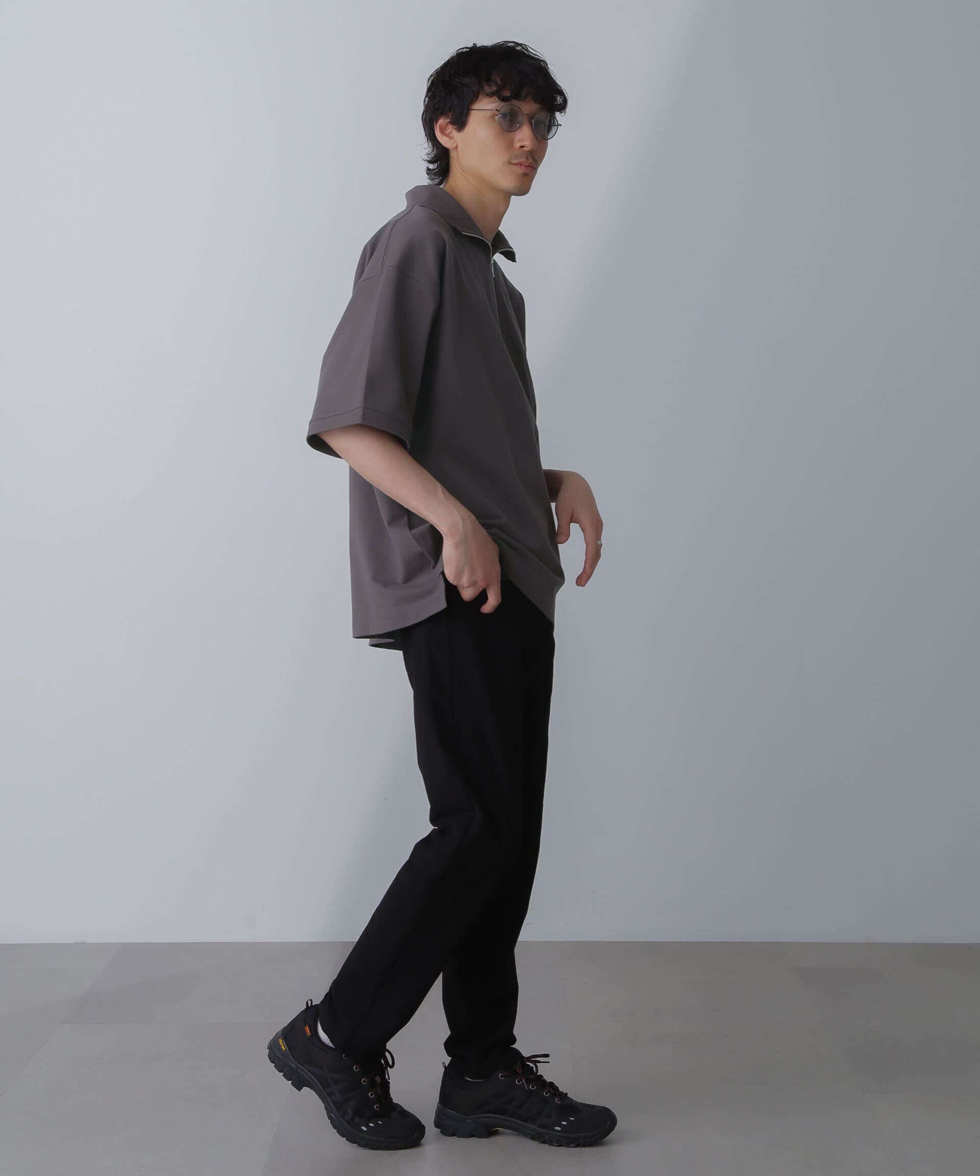 nano･universe「HALF ZIP ワイドシルエット Tシャツ 半袖」|Tシャツ・カットソー|