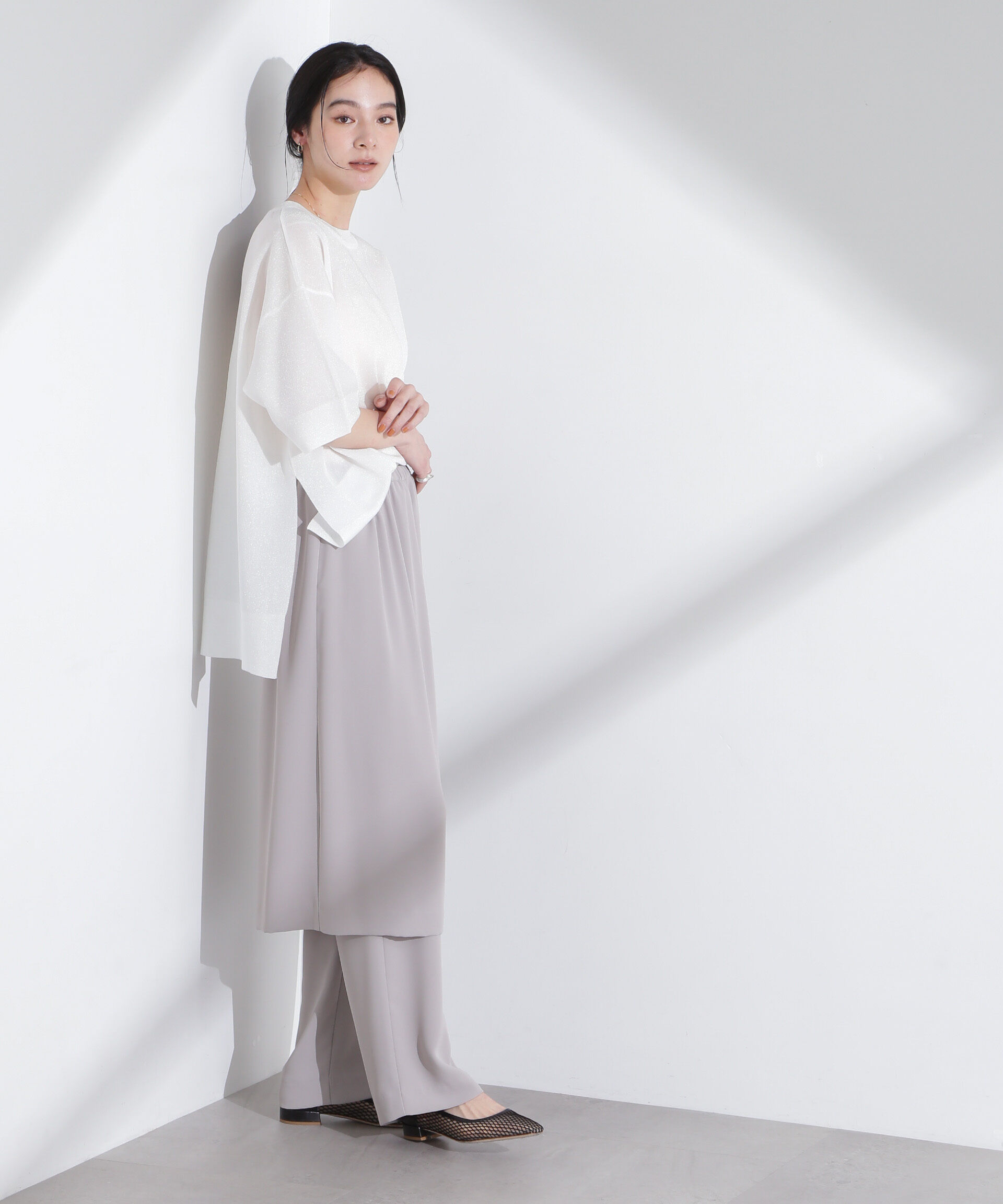 nano･universe「オーロララメシアースムースニットTシャツ」|ニット・セーター|