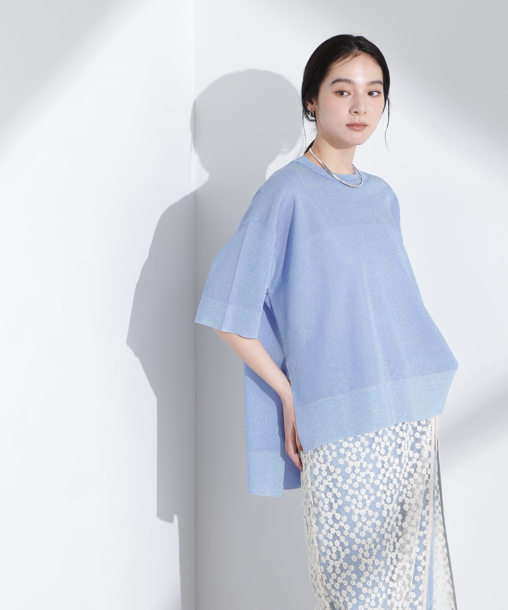 nano･universe「オーロララメシアースムースニットTシャツ」|ニット・セーター|