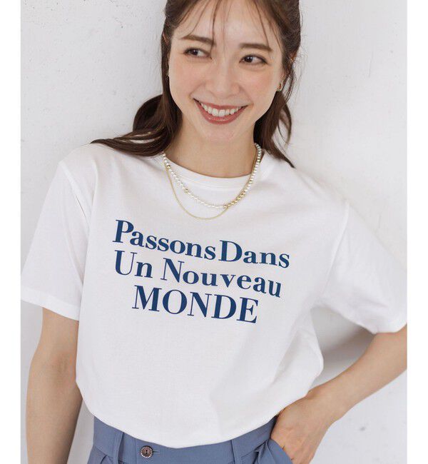 組曲「【綿100％】フロッキープリント Ｔシャツ」|Tシャツ・カットソー|アイボリー系