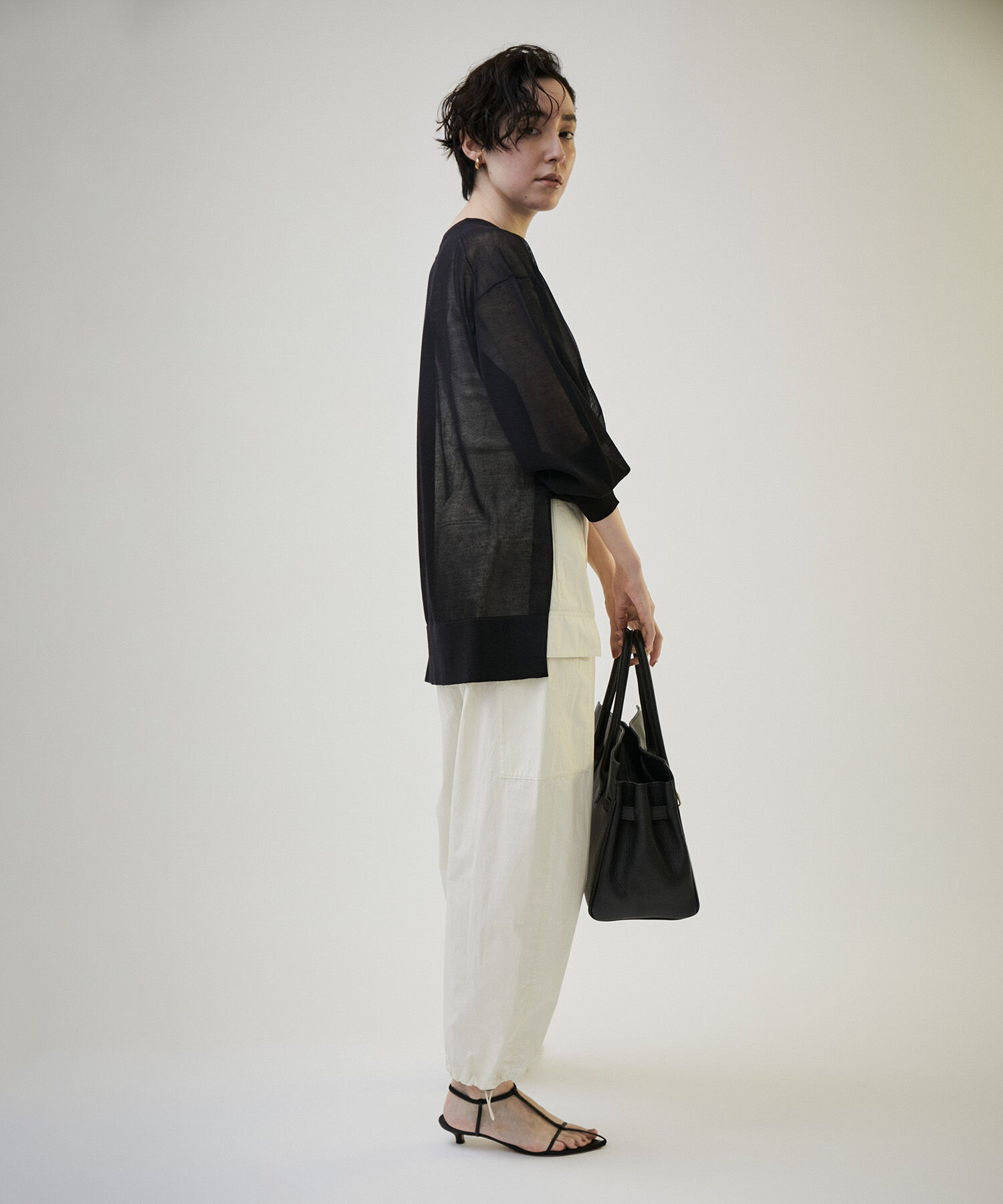 SALON adam et rope'「シアーボリュームスリーブプルオーバー【洗える】」|Tシャツ・カットソー|