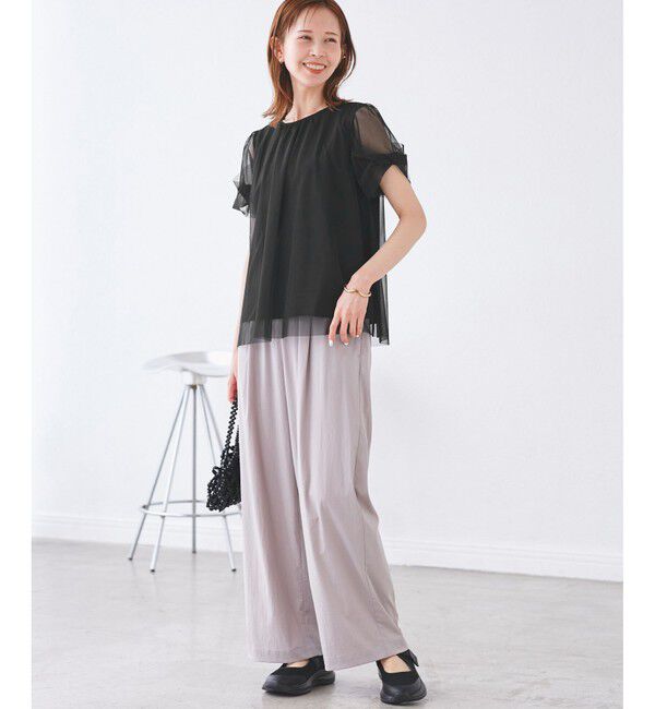 Rope&rsquo;Picnic「Cutee チュールドッキングツイストスリーブトップス/リンクコーデ」|Tシャツ・カットソー|