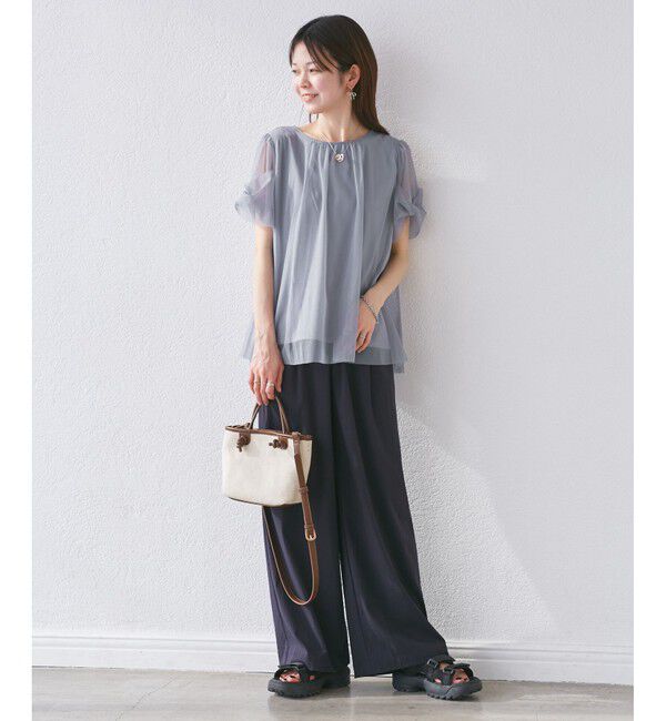 Rope&rsquo;Picnic「Cutee チュールドッキングツイストスリーブトップス/リンクコーデ」|Tシャツ・カットソー|