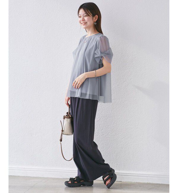 Rope&rsquo;Picnic「Cutee チュールドッキングツイストスリーブトップス/リンクコーデ」|Tシャツ・カットソー|