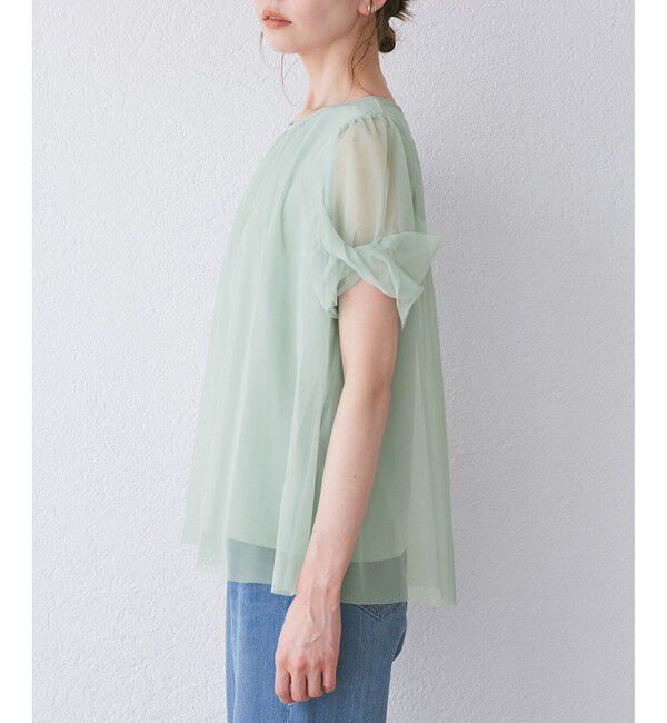 Rope&rsquo;Picnic「Cutee チュールドッキングツイストスリーブトップス/リンクコーデ」|Tシャツ・カットソー|