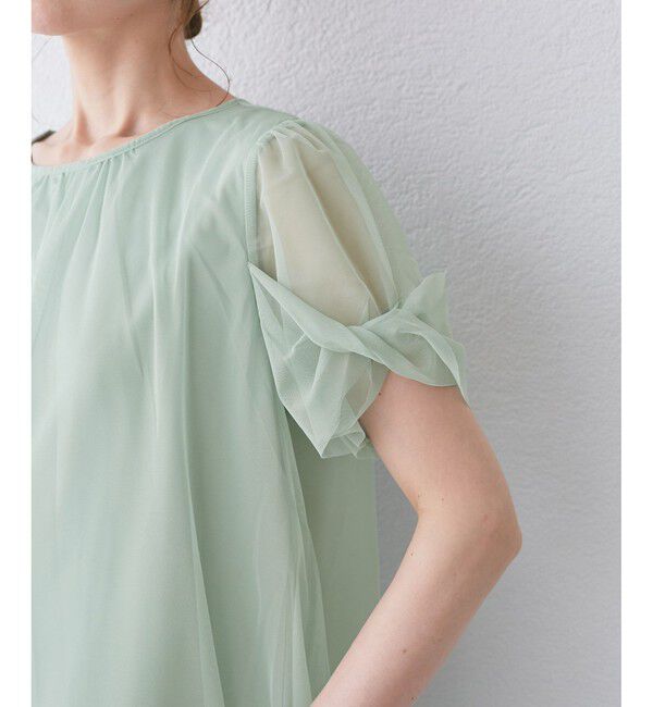 Rope&rsquo;Picnic「Cutee チュールドッキングツイストスリーブトップス/リンクコーデ」|Tシャツ・カットソー|