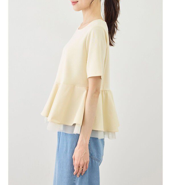 Rope&rsquo;Picnic「裾フリル異素材ドッキングカットトップス」|Tシャツ・カットソー|
