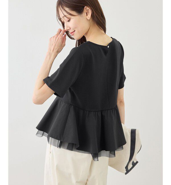 Rope&rsquo;Picnic「裾フリル異素材ドッキングカットトップス」|Tシャツ・カットソー|