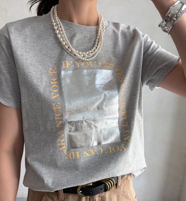  「【WEB限定】シルバープリントTEE」|Tシャツ・カットソー|グレー