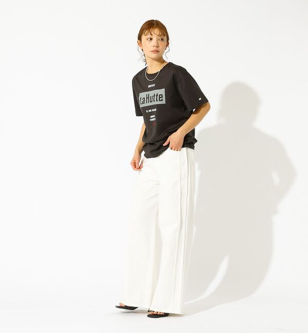 Rouge vif「【La Hutte / ラ ユット】ロゴTシャツ / プリントTシャツ / 半袖」|Tシャツ・カットソー|