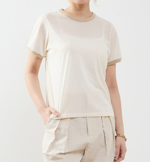 SOFFITTO「【A_ /エース】シアーリンガーTシャツ」|Tシャツ・カットソー|オフホワイト