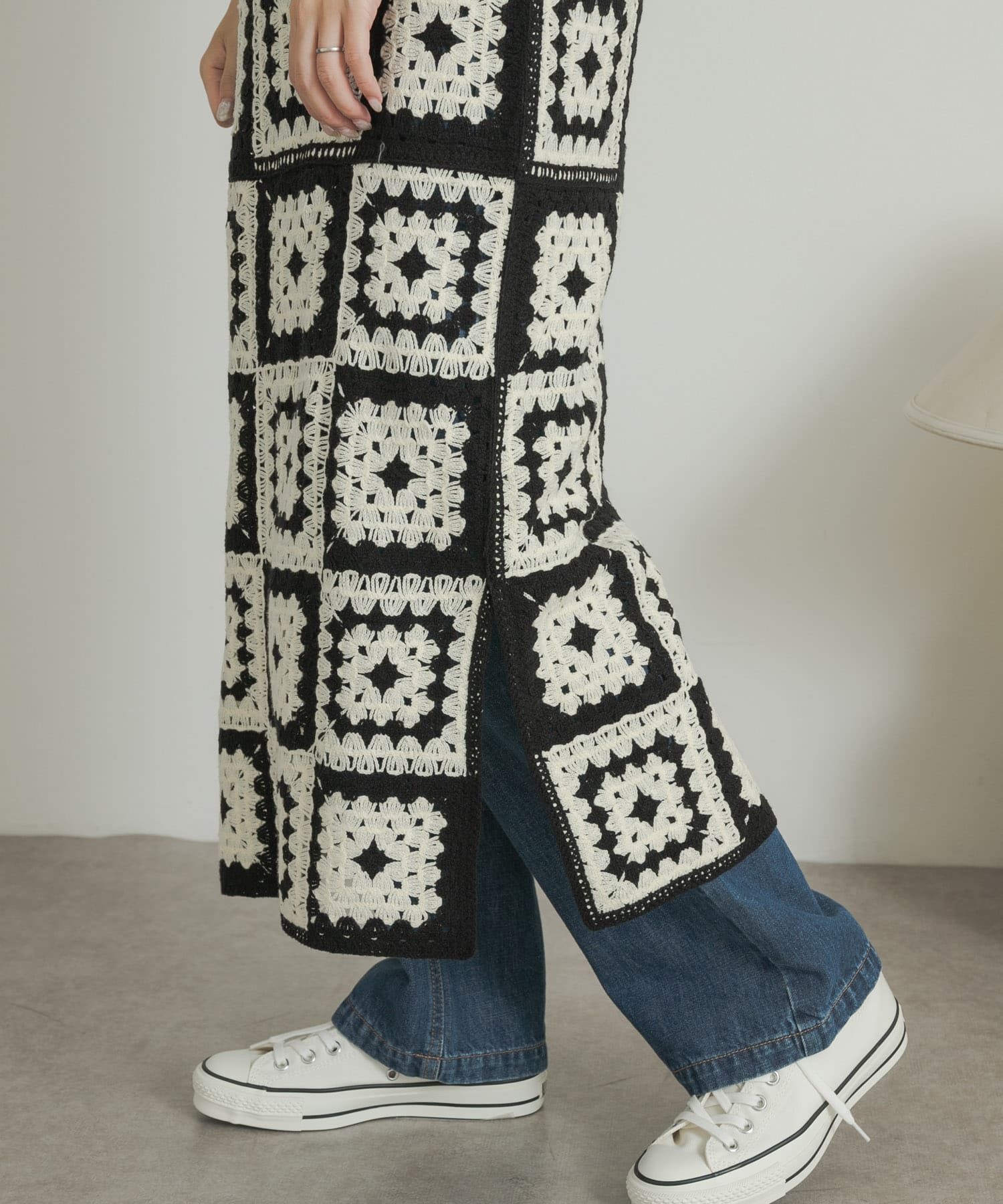 URBAN RESEARCH DOORS「パッチワーククロシェニットワンピース」|ワンピース|