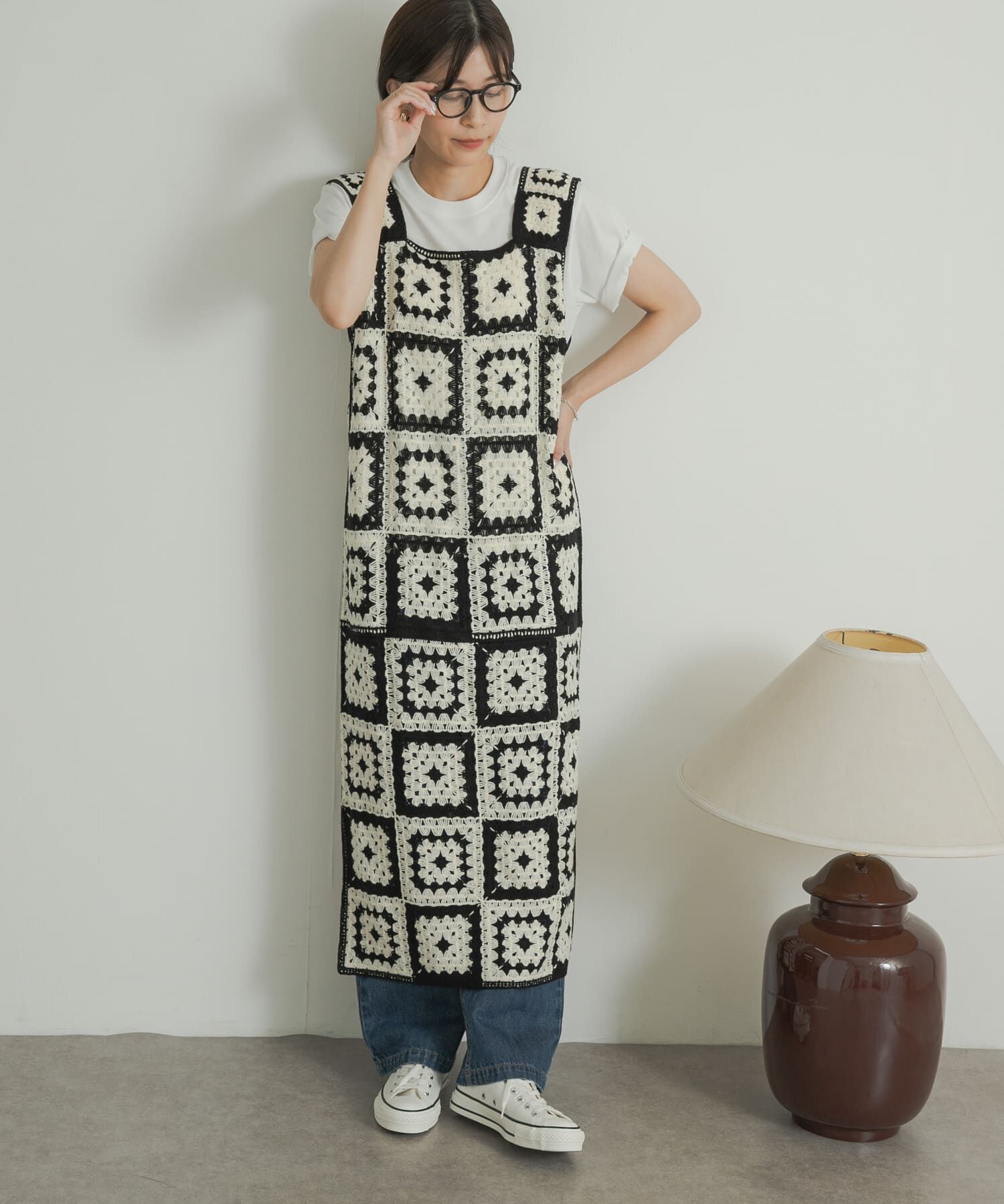 URBAN RESEARCH DOORS「パッチワーククロシェニットワンピース」|ワンピース|