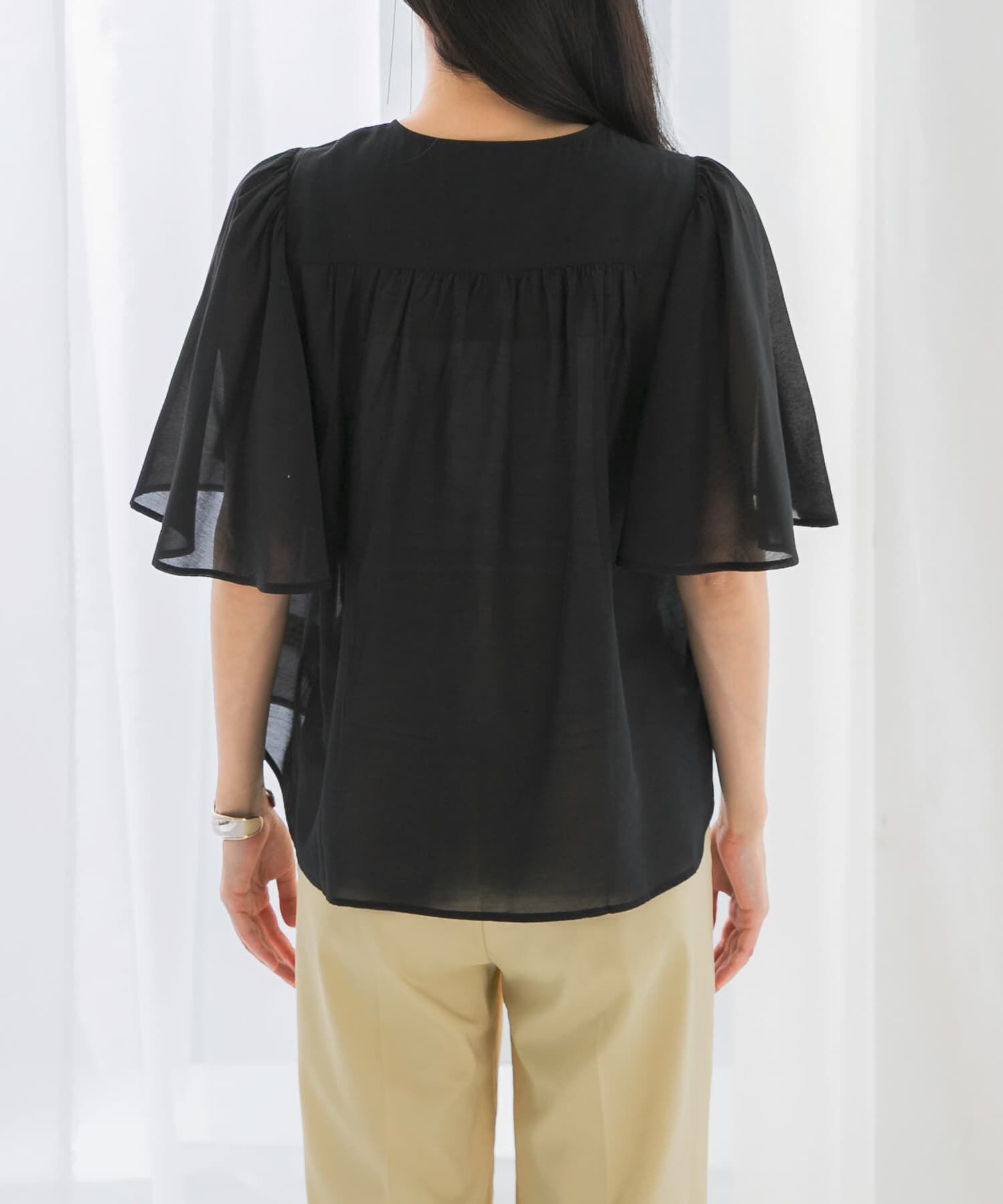 URBAN RESEARCH ROSSO「ウォッシャブルギャザースリーブブラウス」|シャツ・ブラウス|