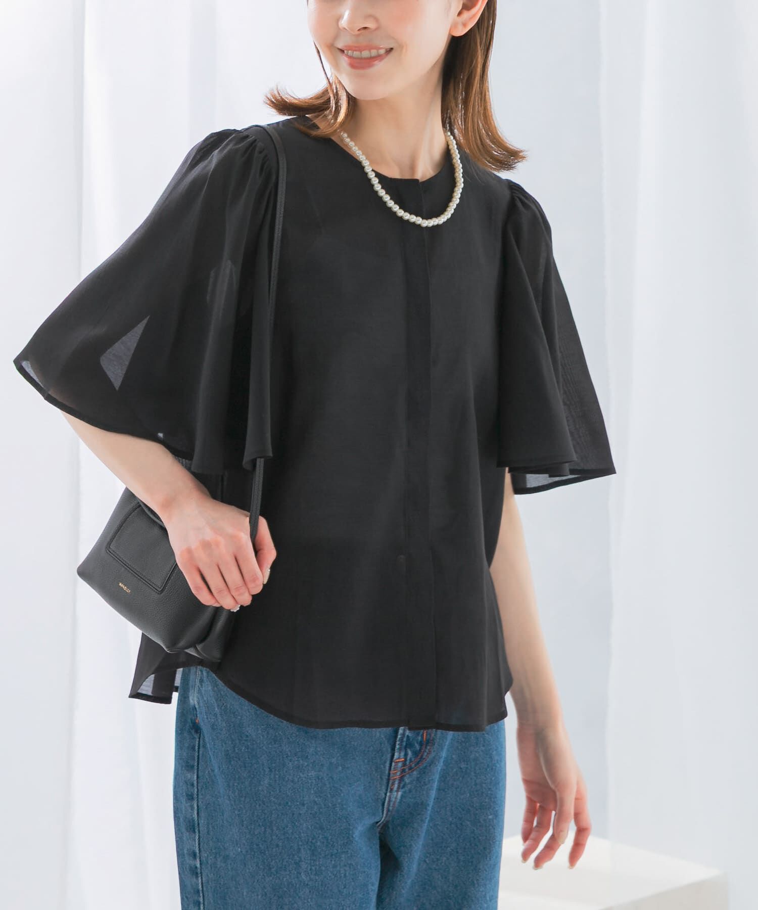 URBAN RESEARCH ROSSO「ウォッシャブルギャザースリーブブラウス」|シャツ・ブラウス|
