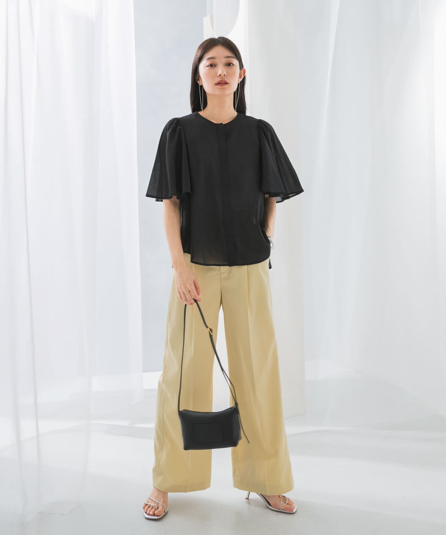 URBAN RESEARCH ROSSO「ウォッシャブルギャザースリーブブラウス」|シャツ・ブラウス|