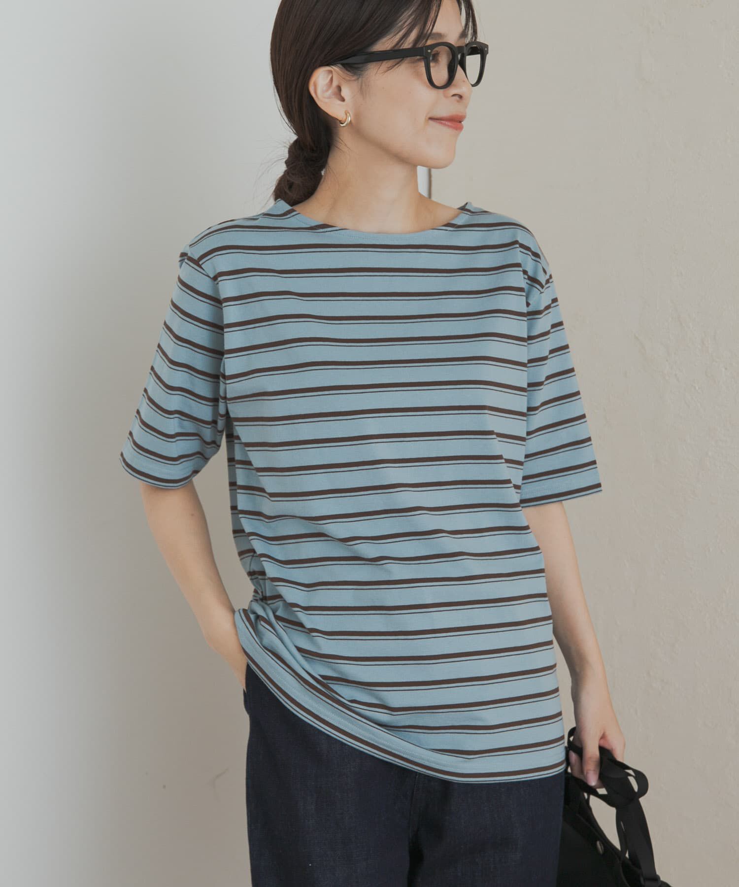 URBAN RESEARCH DOORS「マルチボーダーTシャツ」|Tシャツ・カットソー|ブルー系その他