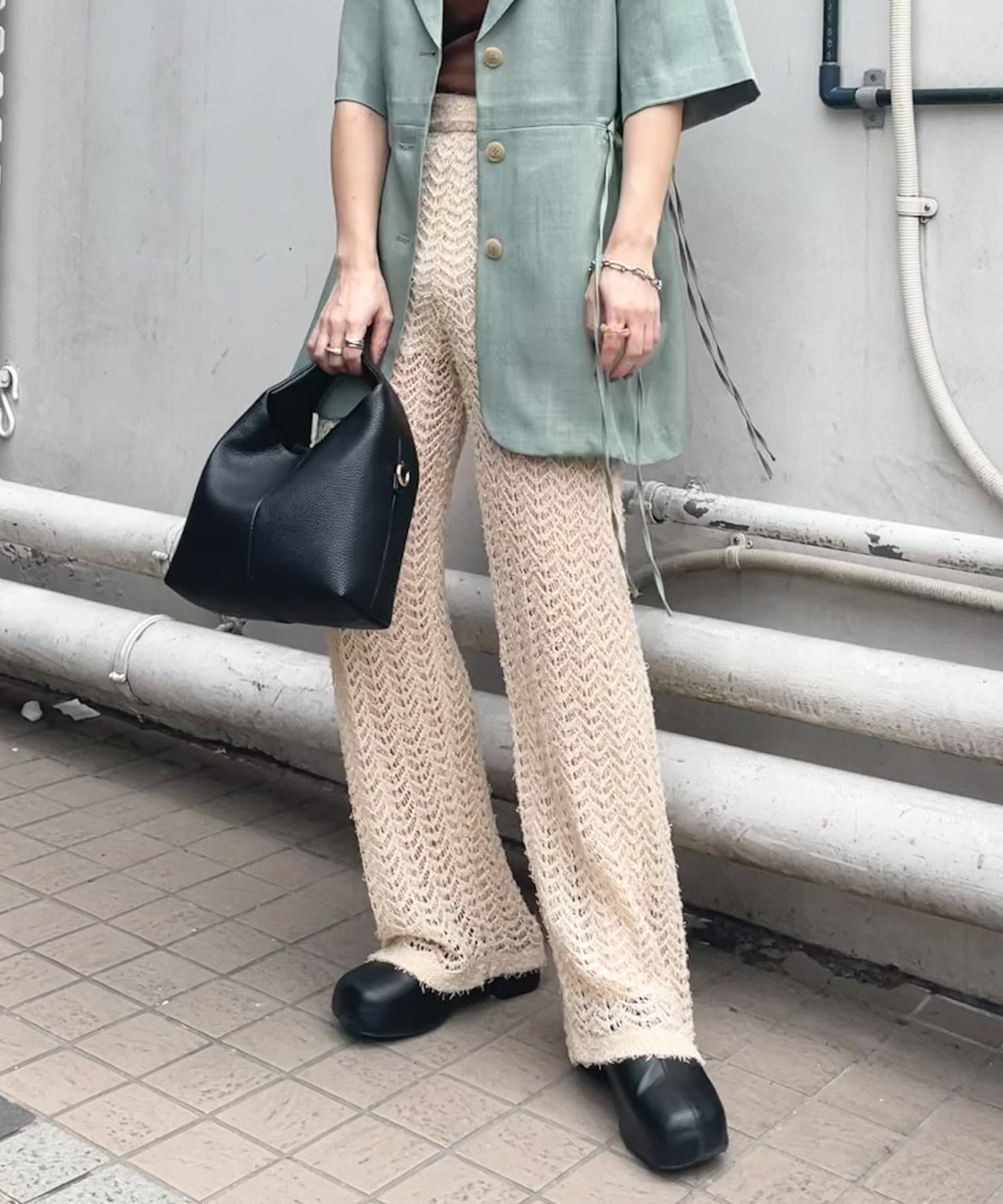  「透かし編みニットパンツ」|その他|ベージュ