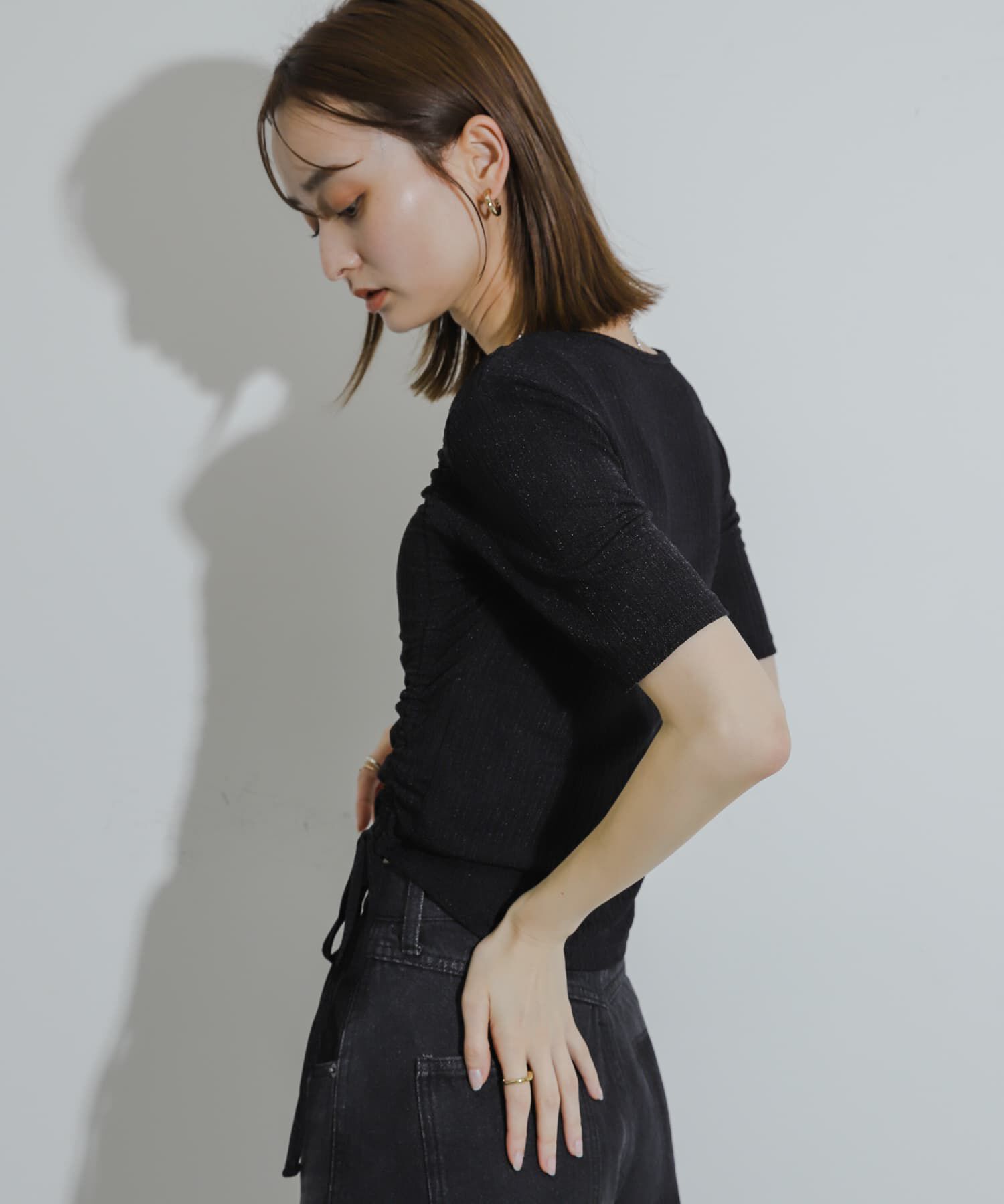 SENSE OF PLACE by URBAN RESEARCH「カットアウトシャーリングトップ(5分袖)」|Tシャツ・カットソー|