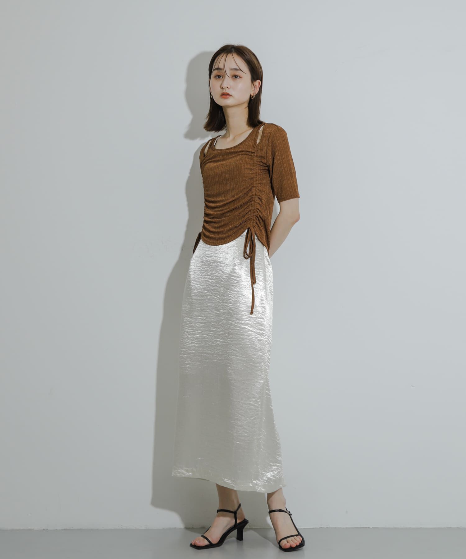 SENSE OF PLACE by URBAN RESEARCH「カットアウトシャーリングトップ(5分袖)」|Tシャツ・カットソー|