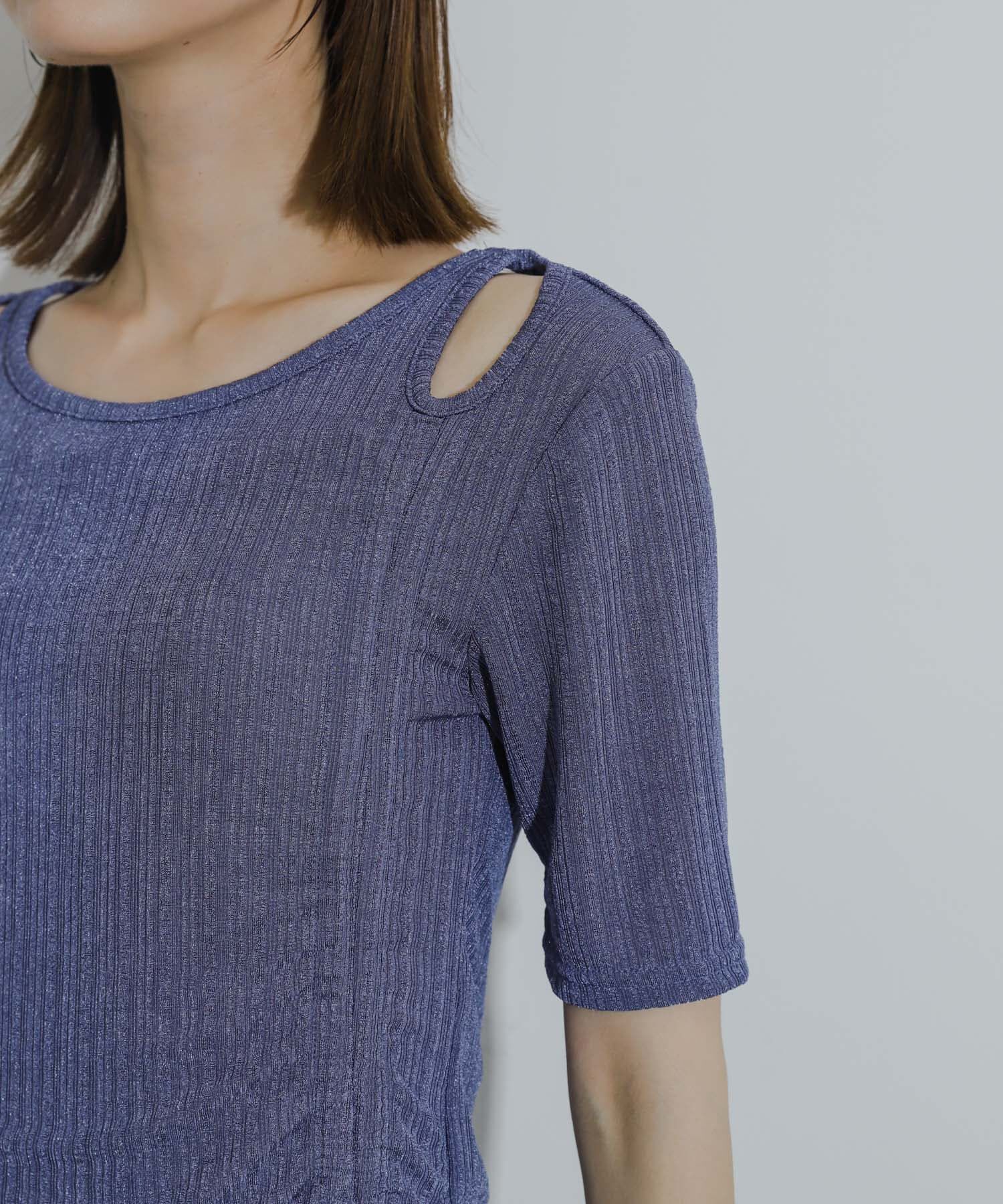 SENSE OF PLACE by URBAN RESEARCH「カットアウトシャーリングトップ(5分袖)」|Tシャツ・カットソー|