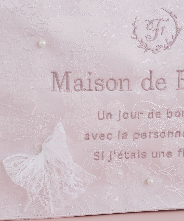 Maison de FLEUR「レースリボンフリルハンドルスクエアトートMバッグ」|トートバッグ|
